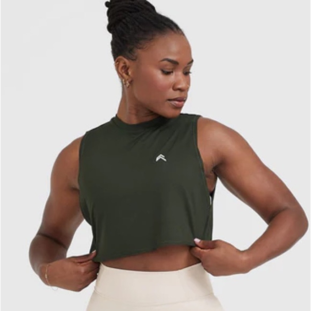 Oner Active Khaki Crop Muscle Vest L